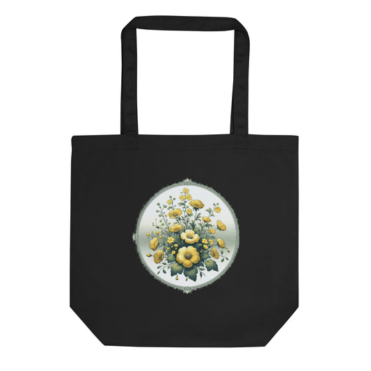 Black Floral Eco Tote Bag - Readable Apparel