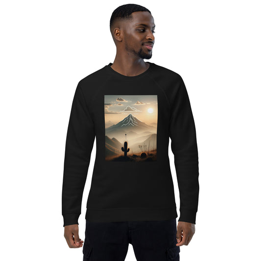 Adventure Sunset Unisex organic raglan sweatshirt - Readable Apparel