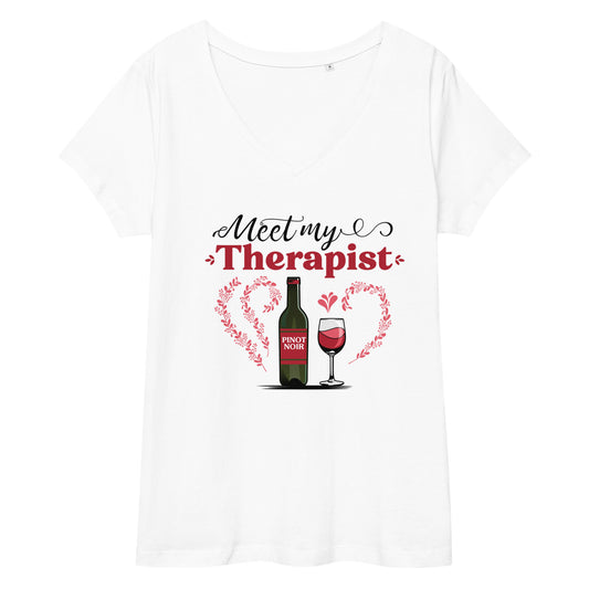 Meet My Therapist Women’s fitted v-neck t-shirt - Readable Apparel