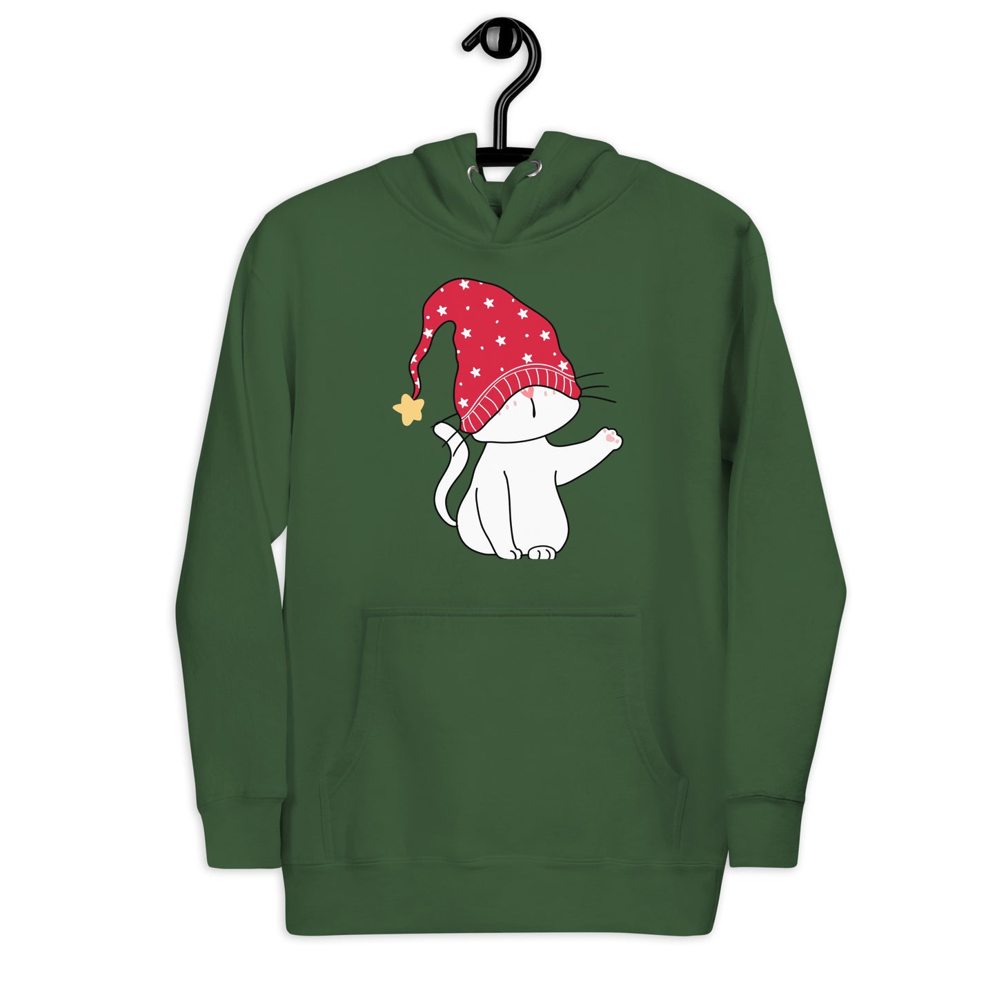 Cat Xmas Hat Unisex Hoodie - Readable Apparel